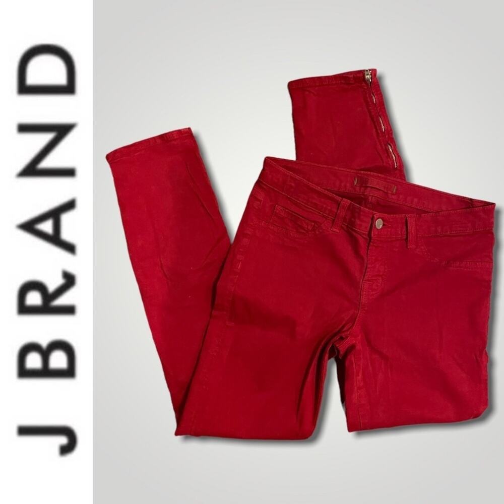 J BRAND BRIGHT & BOLD THE DEAL BRICK RED SKINNY ANKLE ZIP SIZE 28 - Picture 2 of 10